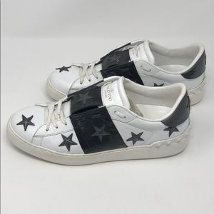 VALENTINO Leather Platform Star + Studded Sneakers